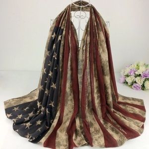 VINTAGE LARGE AMERICAN FLAG PASHMINA SCARF / WRAP